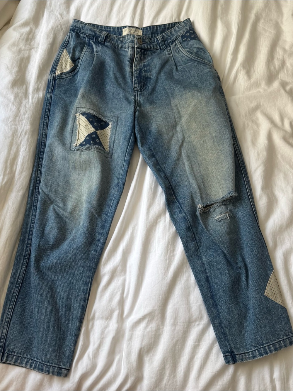 We The Free Patchwork Cropped Relaxed Jeans
